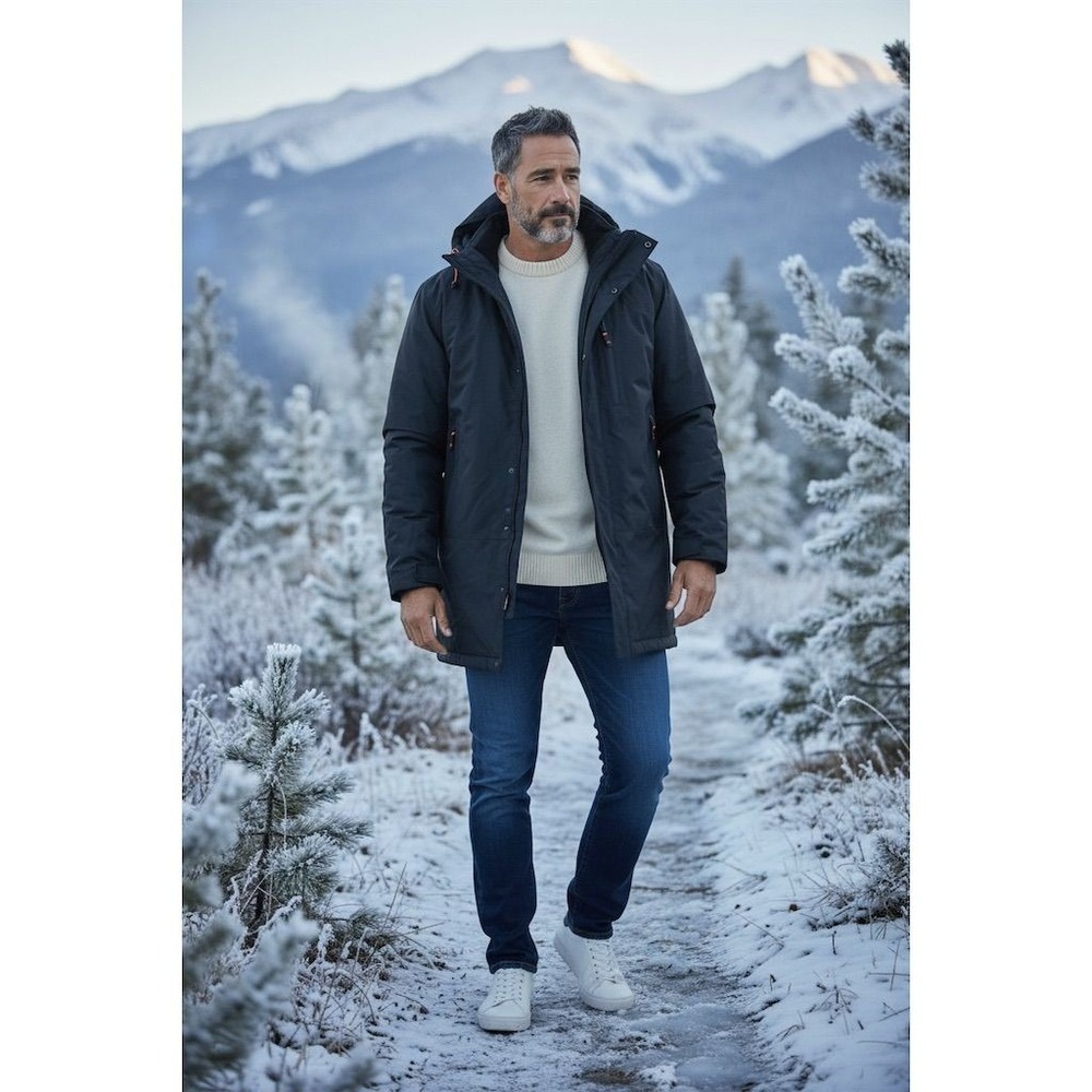 Weatherproof garment co Mens Black Puffer Jacket L fleece Hood Winter Coat warm